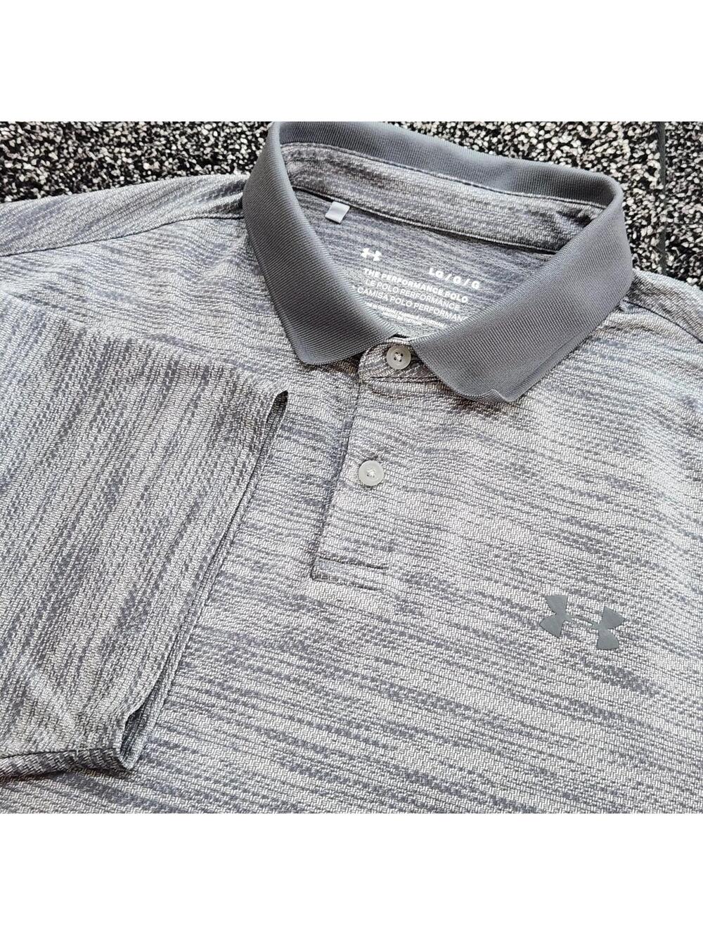 Under Armour the Performance Playoff Polo Shirt Mens Large Gray Heather Stretch